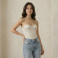 Cream Lace Underwired Corset Bandeau
