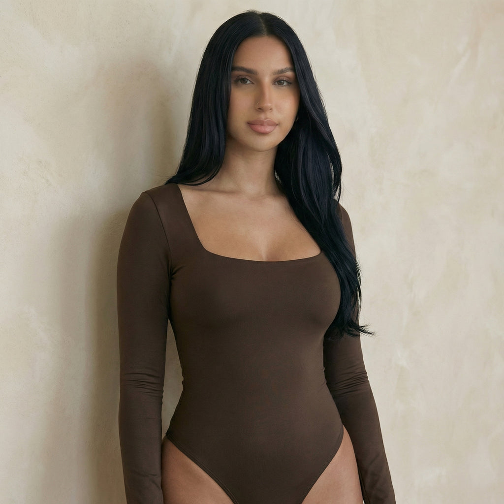 Chocolate Square-Neck Bodysuit